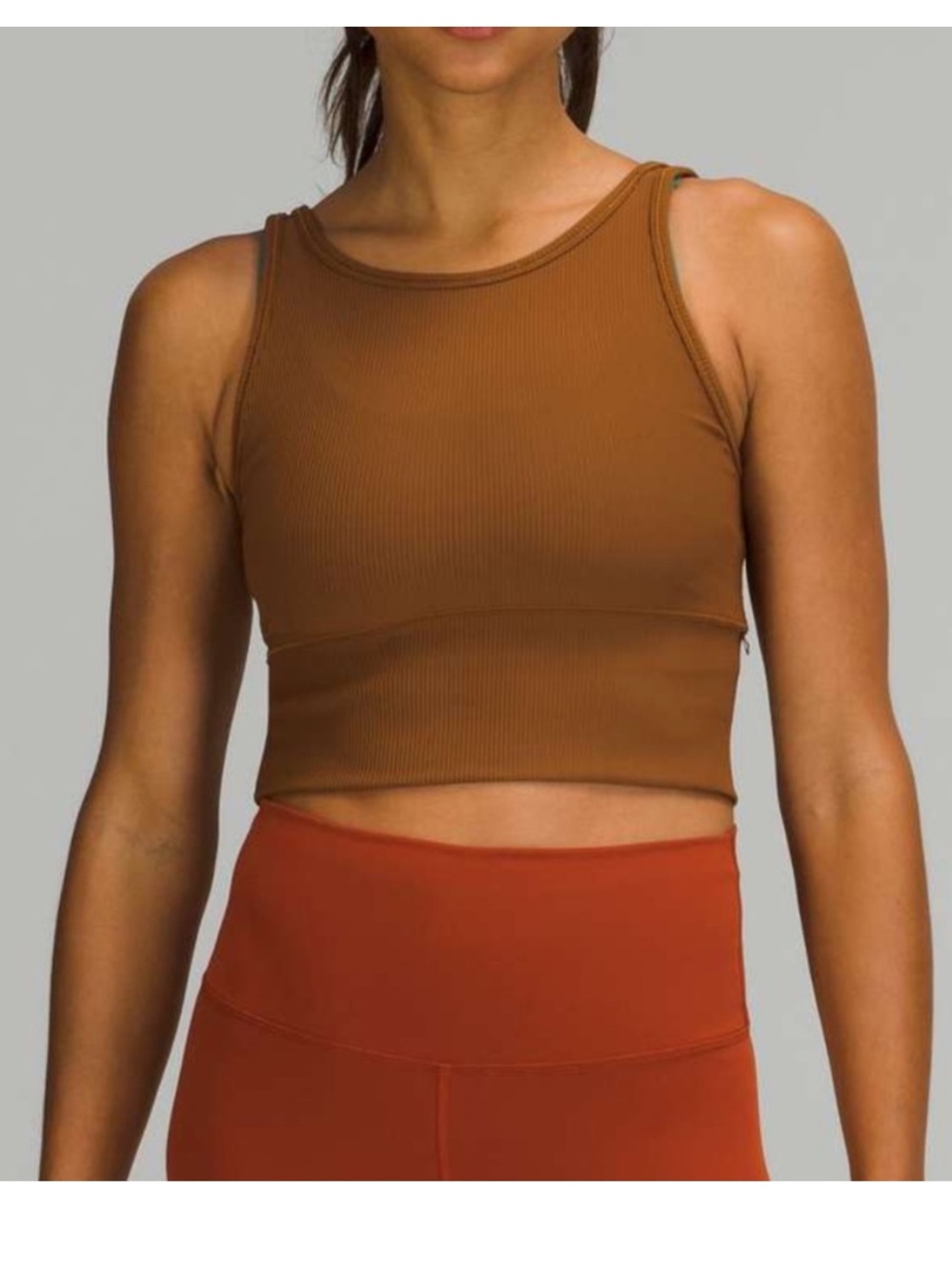 Lululemon Power Pivot Tank Top Ribbed Brown Size 4 Reversible